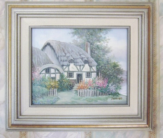 Vintage Oil Paintings English Cottages Wall Decor by jarmfarm