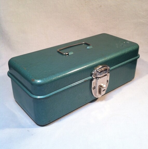 Vintage Metal TURQUOISE TOOL BOX / Retro by AtomicFoxVintage