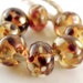 Creme Brulee - Handmade Artisan Lampwork Glass Beads 8mmx12mm - Gold, Auburn, Amber, Cream - SRA (Set of 8 Beads)