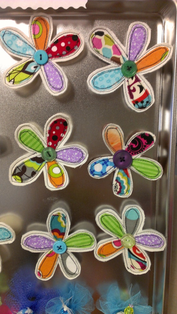 Patchwork Fabric Flower Set of 4 by RubyFantastic on Etsy