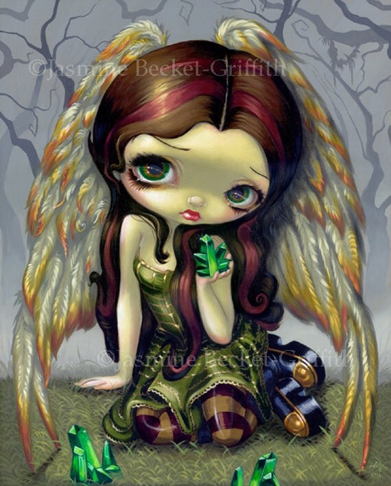 Angel with Emeralds crystal green gem fairy 