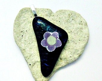 Fused Dichroic Glass Pendant - Glow In The DarkCenter of Flower Pendant