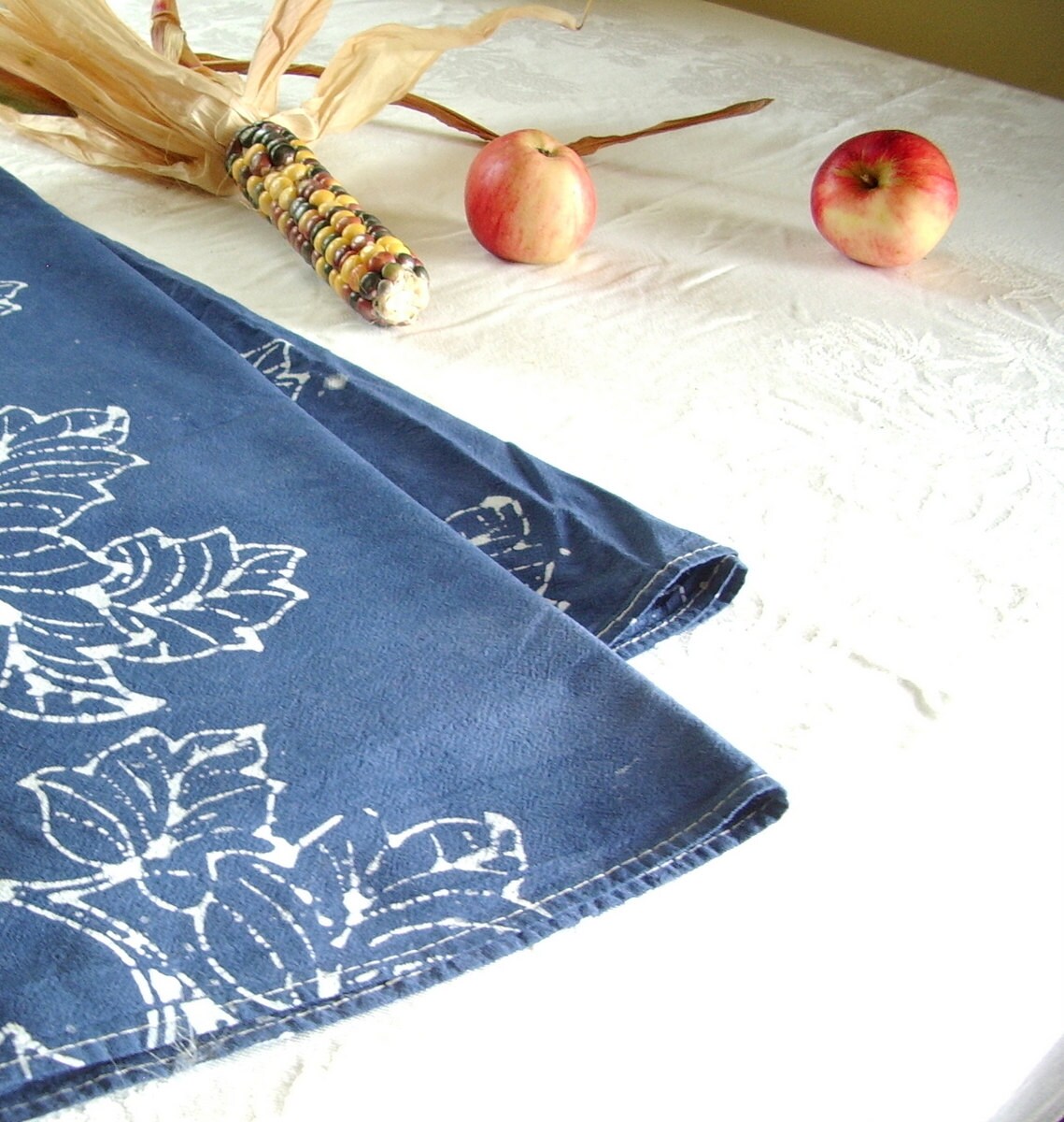 denim blue batik tablecloth by margotbianca on Etsy