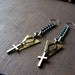 cross diamond triangle gunmetal earrings edgy vintage patina