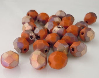 Czech Glass Beads 6mm Beads Matte Apollo Light Umber 25 Round Beads - Perfect for Leather Wrap Bracelets (G - 417)