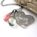 Statement Jewelry Green Amethyst Necklace Heart Necklace Sterling Silver Gemstone Pink Green Valentine Jewelry - Duets No. 38