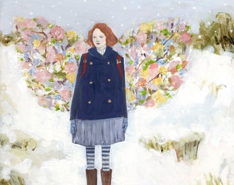 tess wore wings made of spring - limited edition giclee print of original oil painting