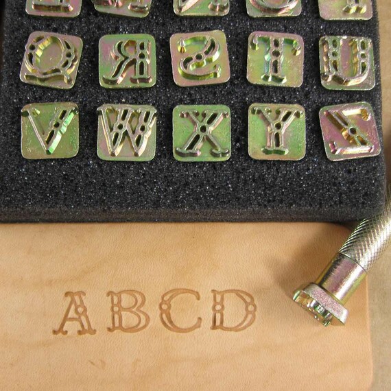 3/8 Fancy Alphabet Stamps / Set of 26 With Handle / Use