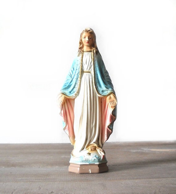 Virgin Mary Chalkware Figurine Statue Vintage