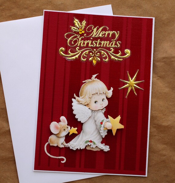 CLEARANCE SALE Angel Christmas Card 3D Holiday by oldladybern