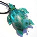 Teal Handmade Lampwork Glass Beads sea turtle pendant, focal bead, SRA, Isinglass Design, leteam, tt team