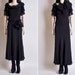 vintage silk chiffon black gown / dress / floor length / cocktail / fishtail / m