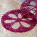 German Plastic -2 Matte Bright Plum Filigree Flowers 54mm