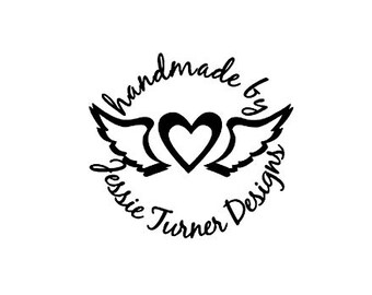 Custom Rubber Stamp, Handmade By stamps heart with wings