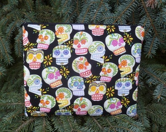 Sugar Skull iPad mini case, optional shoulder strap or wristlet, Day of the Dead, The Spruce