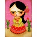 ORIGINAL Frida Kahlo with sunflowers and cactus one of a kind art acrylic painting by tascha