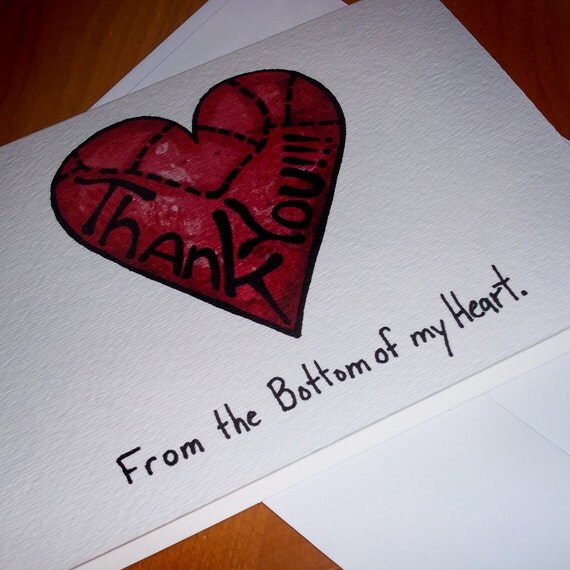 cute heart thank you card 5x7 greeting card blank inside by