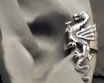 Silver DRAGON EAR CUFF Sterling Handcrafted Ear Band Wrap