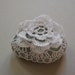 Crocheted Lace Stone, Indonesian River Rock made with White Thread, Light Blue Stone, Small, Handmade by Monicaj