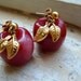 FREE SHIPPING Vintage Red Apple Earrings