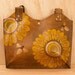 Leather Tote - Yellow, gold and antique brown - Emma pattern with flowers and bees
