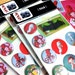 Postcard, buttons & stickers Set