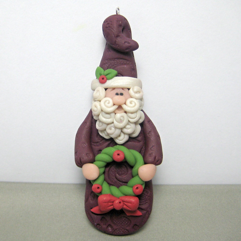 Old World Santa polymer clay Christmas Ornament by clayinaround