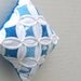 Christmas Tree Ornament Holiday Ornament Blue Batik Miniature Cathedral Window Pillow - 4 Inches