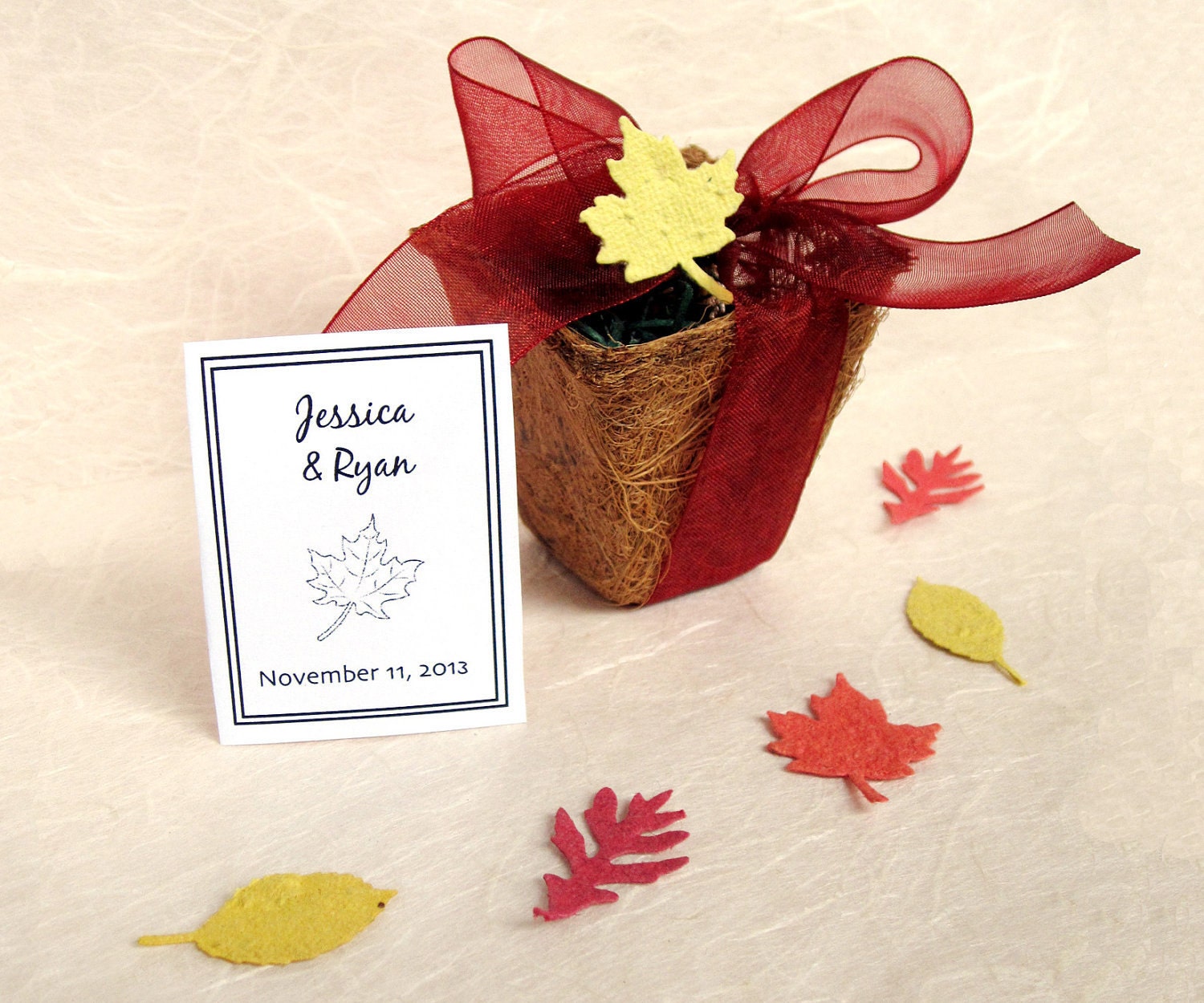 10 Fall Seed Wedding Favor Planter Pots by recycledideas on Etsy