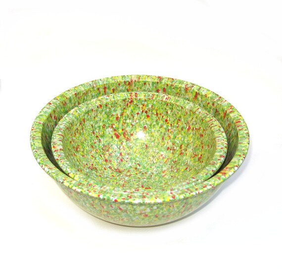 Brookpark Confetti Bowls Vintage Melmac Apple Green And