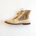 vintage OATMEAL ankle boots / 1980s CUT OUT panel booties