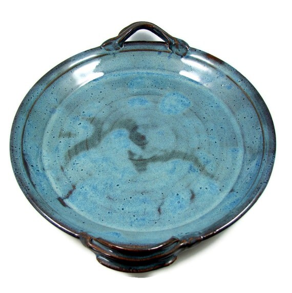 Large Stoneware Platter with Handles Ceramic Serving Dish