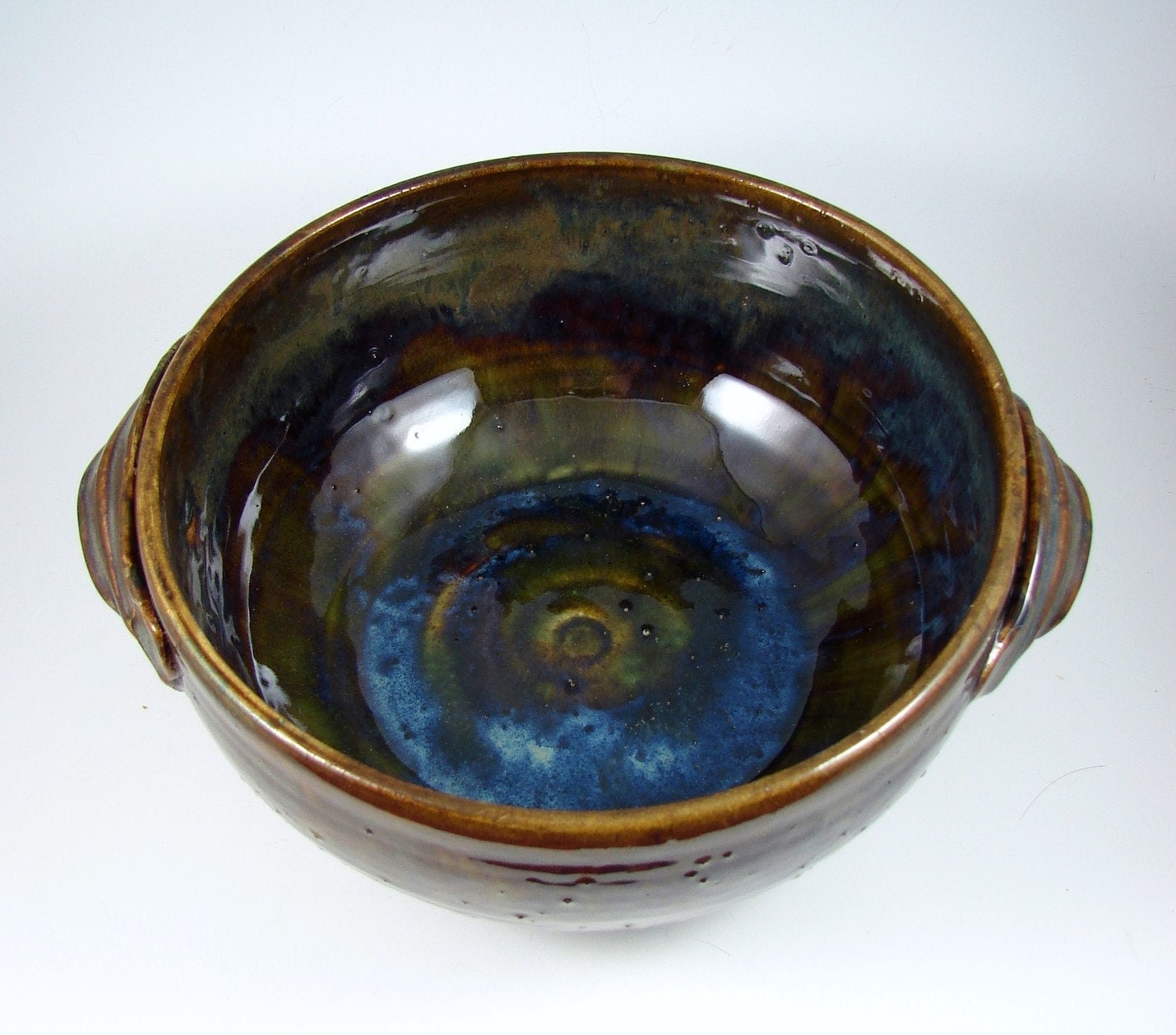 Large Ceramic Bowl with Handles Stoneware Serving Bowl