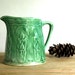 Vintage Pitcher Green Asparagus Milk Pitcher Yellowware Rustic Cottage Chic Antique