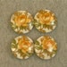 Vintage Porcelain CABOCHONS Japanese White Yellow ROSES 10mm Cabochon pkg4 por210