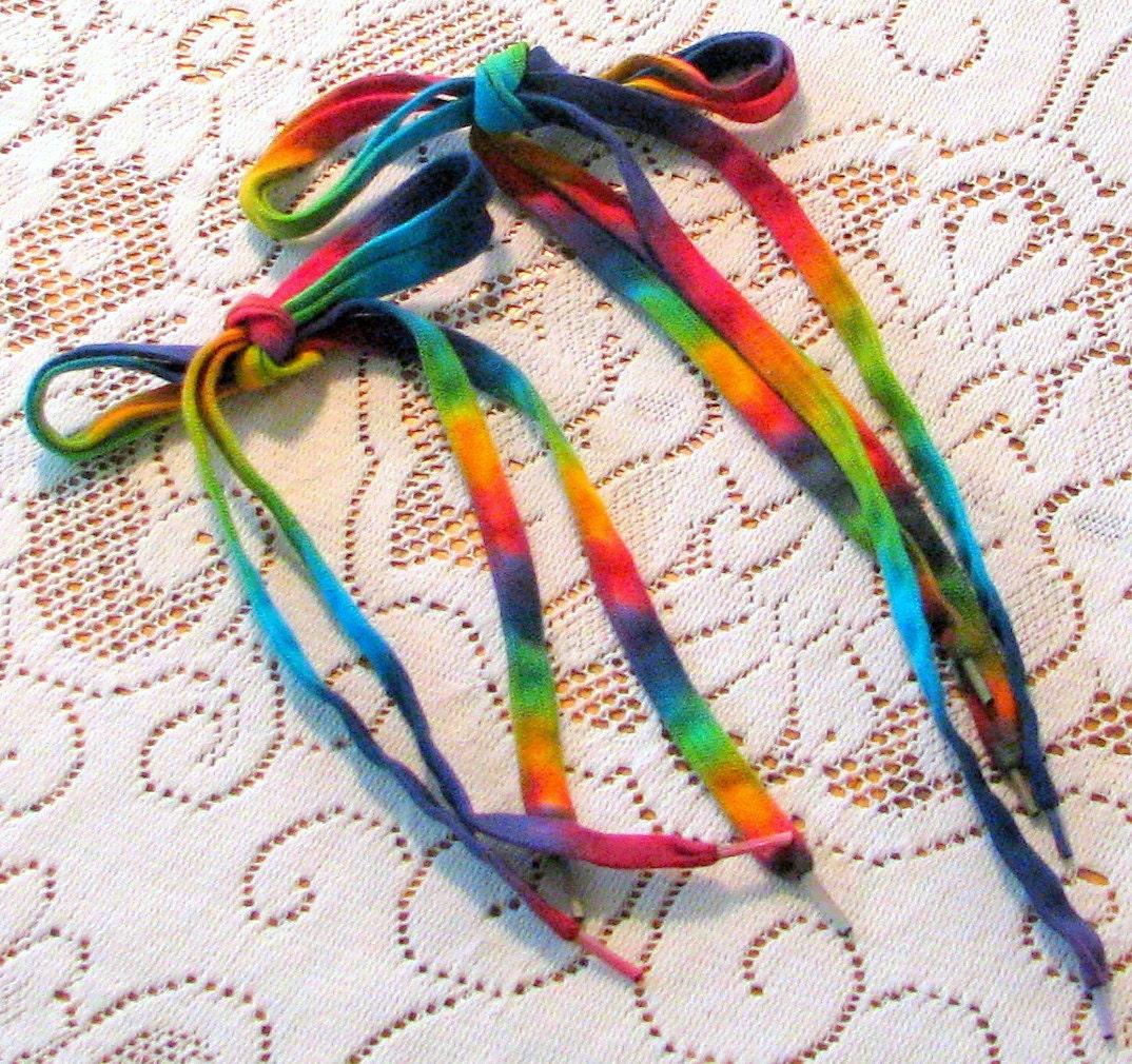 Tie Dye Rainbow Cotton Shoelaces