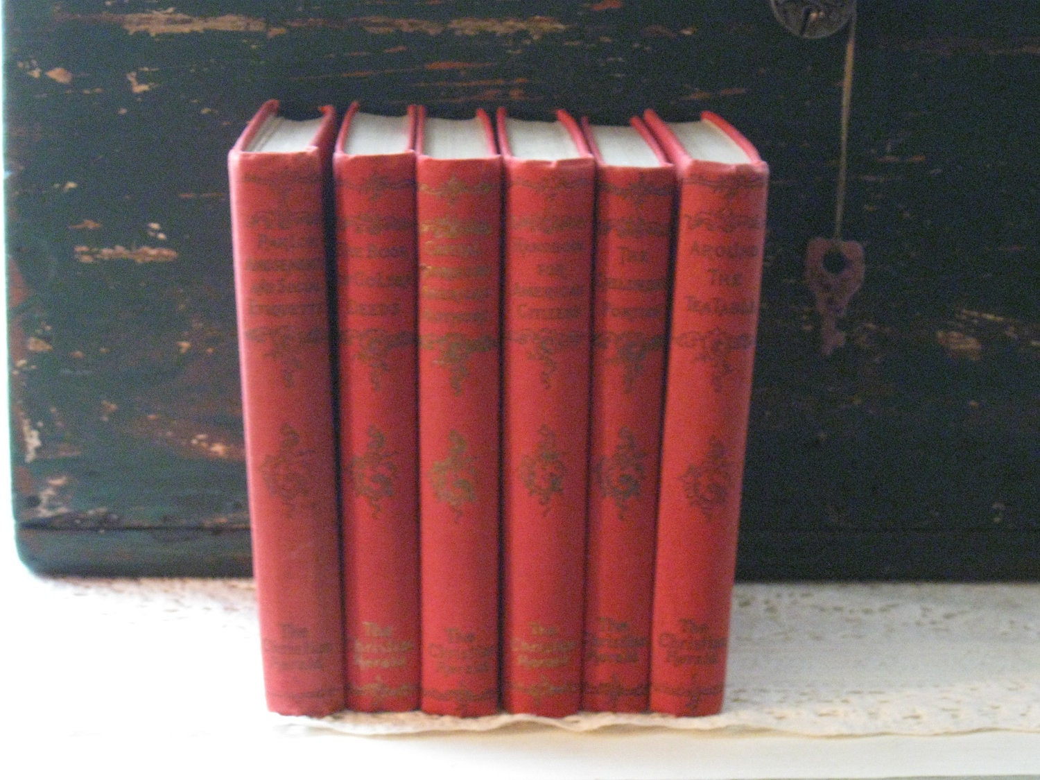 Antique Books 6 Books 1895 Instant Collection Red