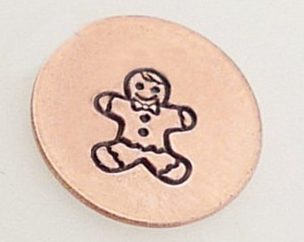 Design Stamp - GINGERBREAD BOY - 5mm stamped image - includes How to Stamp Metal tutorial