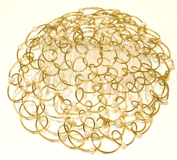 Kippah for Women Gold and White Pearl 4