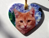 Orange cat porcelain heart Orange cat porcelain heart