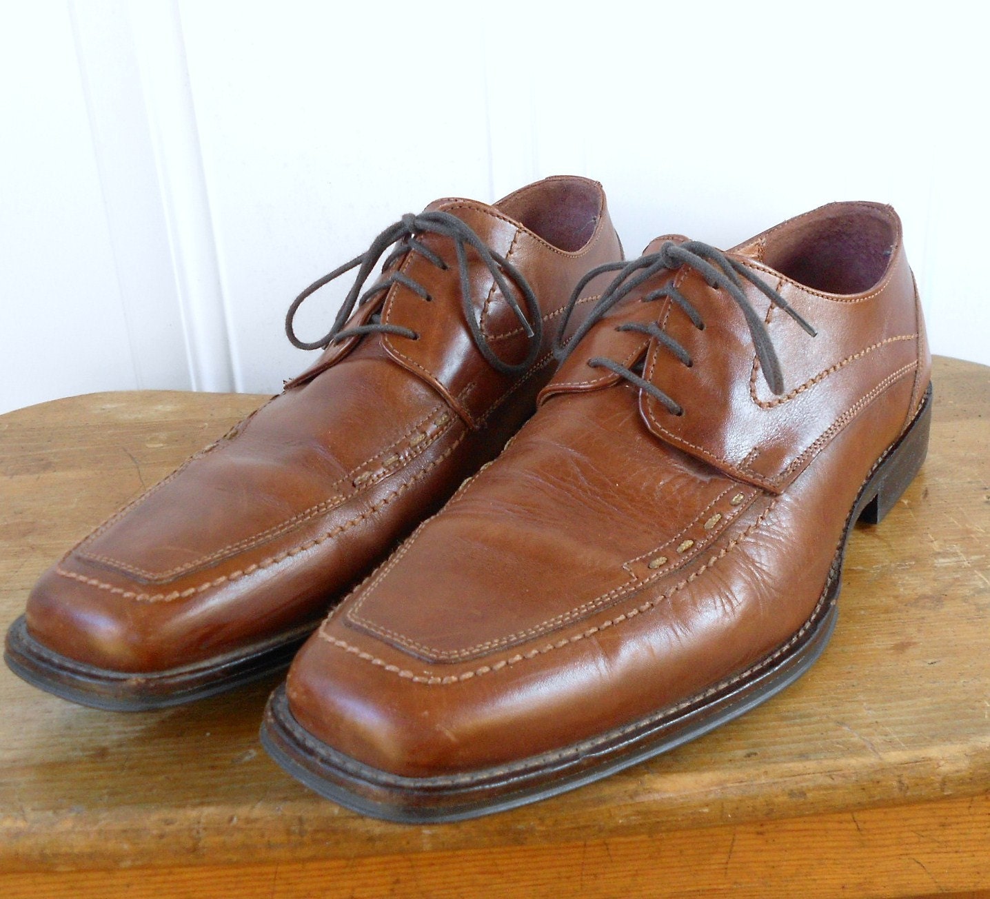 Vintage JOHNSTON and MURPHY Brown Leather Shoes Mens 10 M
