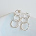 Minimalist Three Rings Sterling Silver Hoop Post Earrings