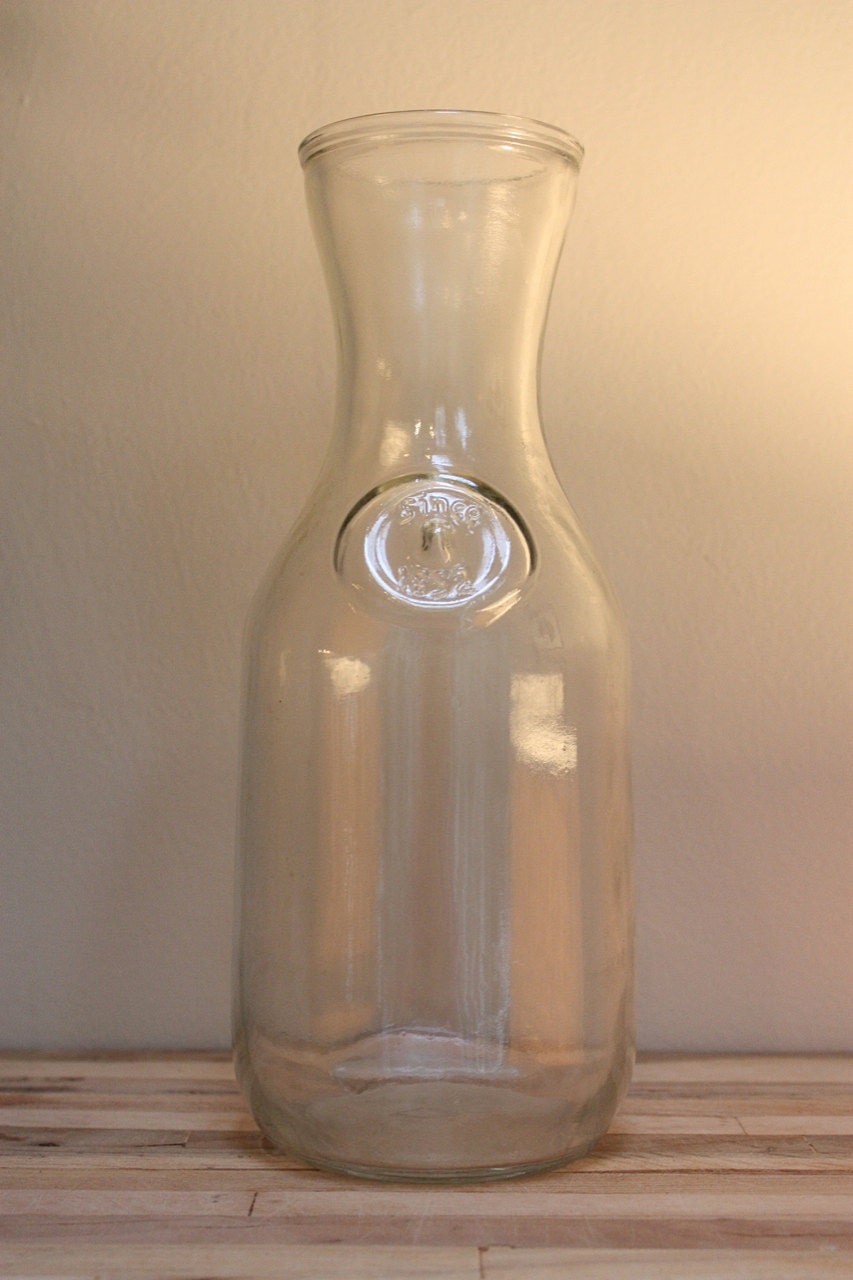 Vintage glass milk jar/jug since 1852