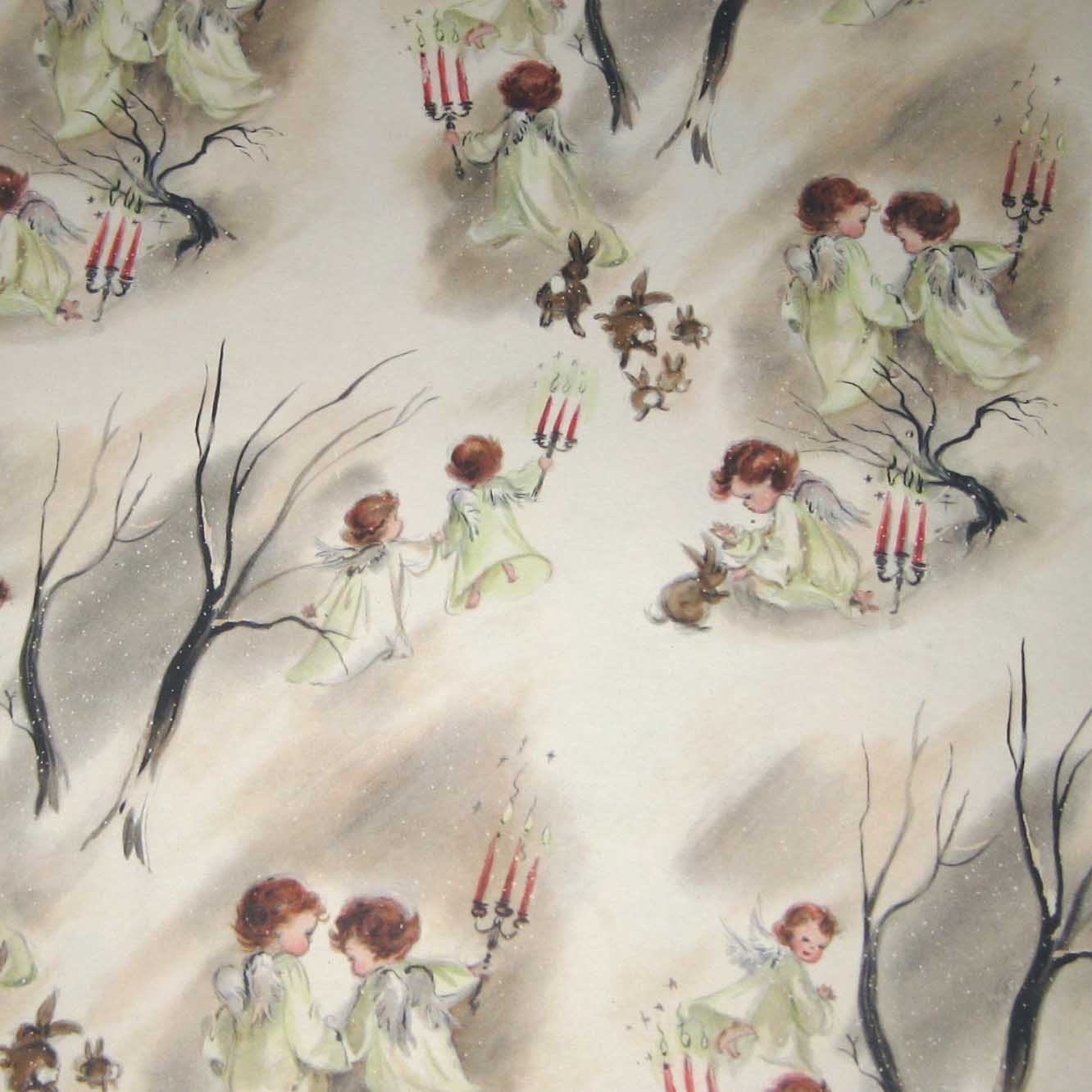 vintage christmas wrapping paper or gift wrap with angels and vintage christmas wrapping paper or gift wrap with angels and