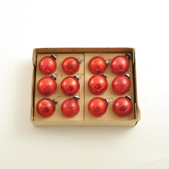 vintage christmas ornaments box red ornaments small by vintage christmas ornaments box red ornaments small by