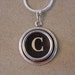 Typewriter key jewelry necklace BLACK LETTER C Typewriter Key Pendant Necklace - Initial C serif font letter