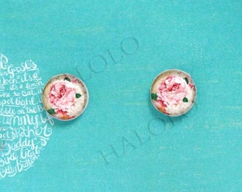 10pcs floweres clear glass dome cabochons 12mm (12-0639)