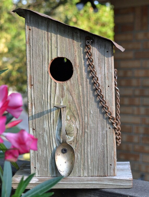 Rustic birdhouse Spoon barnwood birdhouse