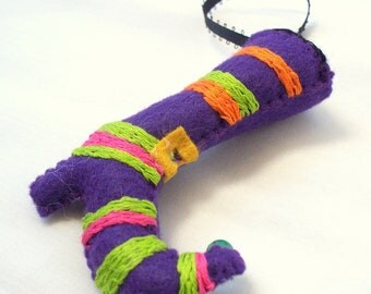 Halloween Felt Hanging Ornament Fancy Purple Witch Boot Halloween Decoration Felt Ornaments