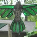 3-D Stained Glass Hummingbird, Cast Metal with Green Iridescent Glass